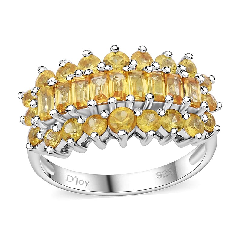 Madagascar Yellow Sapphire 2.50 ctw Sunfire Bliss Ring in Rhodium Over Sterling Silver (Size 10.0)