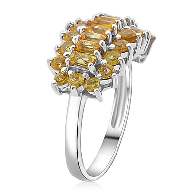 Madagascar Yellow Sapphire 2.50 ctw Sunfire Bliss Ring in Rhodium Over Sterling Silver (Size 10.0)