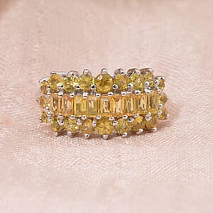 Madagascar Yellow Sapphire 2.50 ctw Sunfire Bliss Ring in Rhodium Over Sterling Silver (Size 6.0)