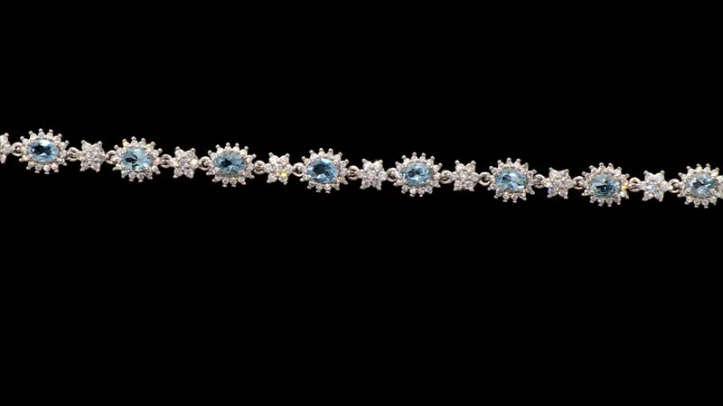 Santa Maria Aquamarine and Moissanite 3.25 ctw Bracelet in Rhodium Over Sterling Silver (6.50 In)