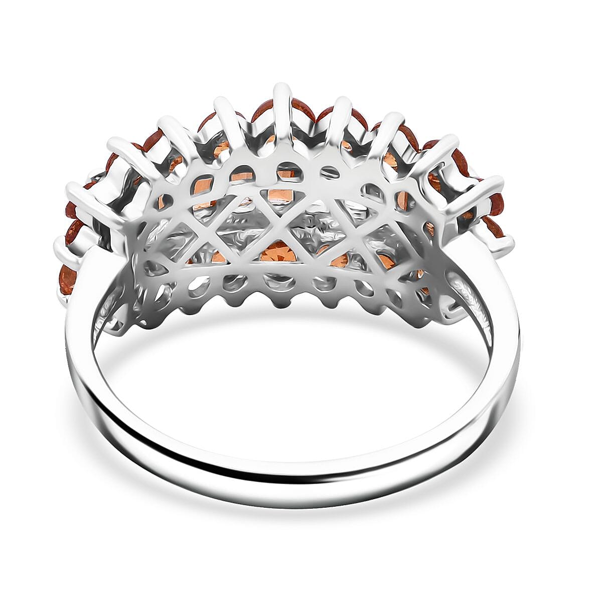 Madagascar Orange Sapphire 2.50 ctw Sunfire Bliss Ring in Rhodium Over Sterling Silver (Size 5.0) image number 4