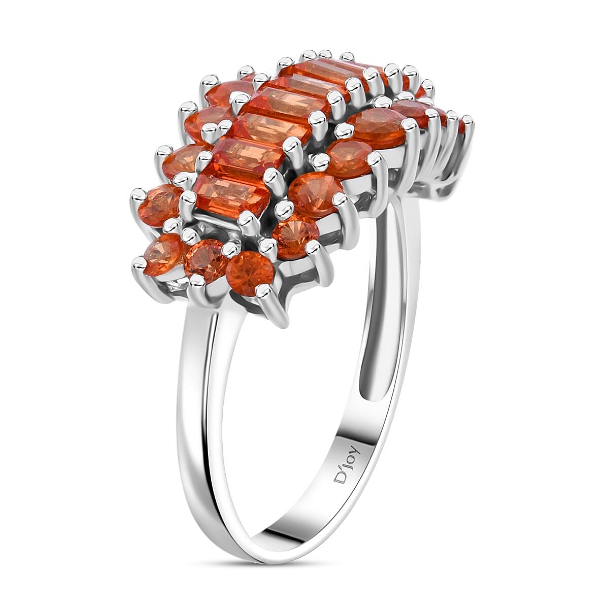 Madagascar Orange Sapphire 2.50 ctw Sunfire Bliss Ring in Rhodium Over Sterling Silver (Size 6.0) image number 3