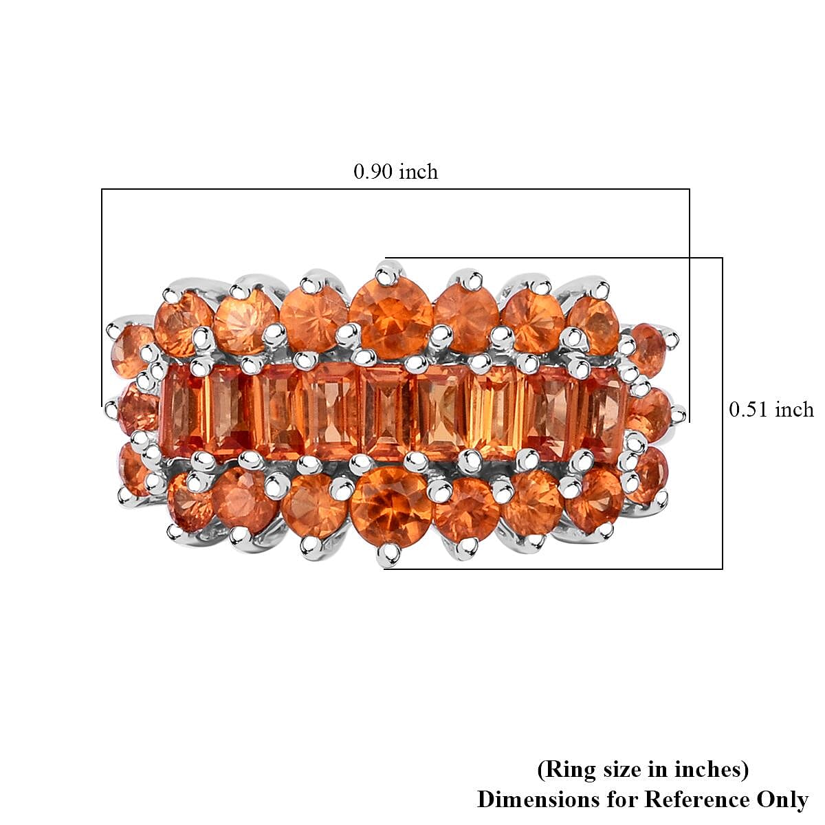 Madagascar Orange Sapphire 2.50 ctw Sunfire Bliss Ring in Rhodium Over Sterling Silver (Size 6.0) image number 5