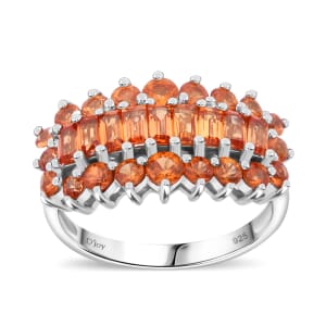Madagascar Orange Sapphire 2.50 ctw Sunfire Bliss Ring in Rhodium Over Sterling Silver (Size 7.0)