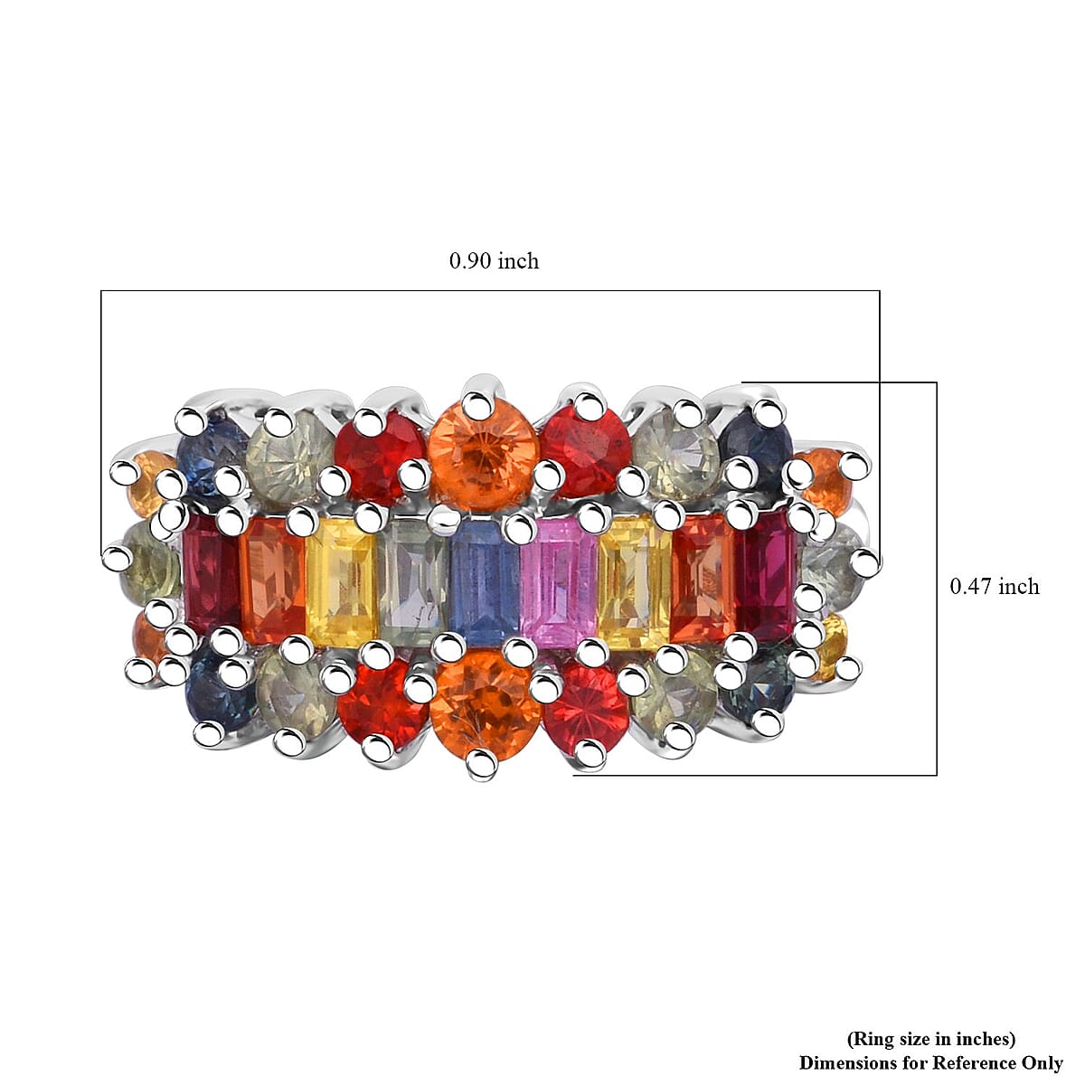 Madagascar Multi Sapphire 2.50 ctw Sunfire Bliss Ring in Rhodium Over Sterling Silver (Size 10.0) image number 5