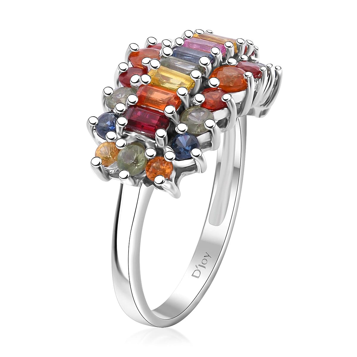 Madagascar Multi Sapphire 2.50 ctw Sunfire Bliss Ring in Rhodium Over Sterling Silver (Size 6.0) image number 3
