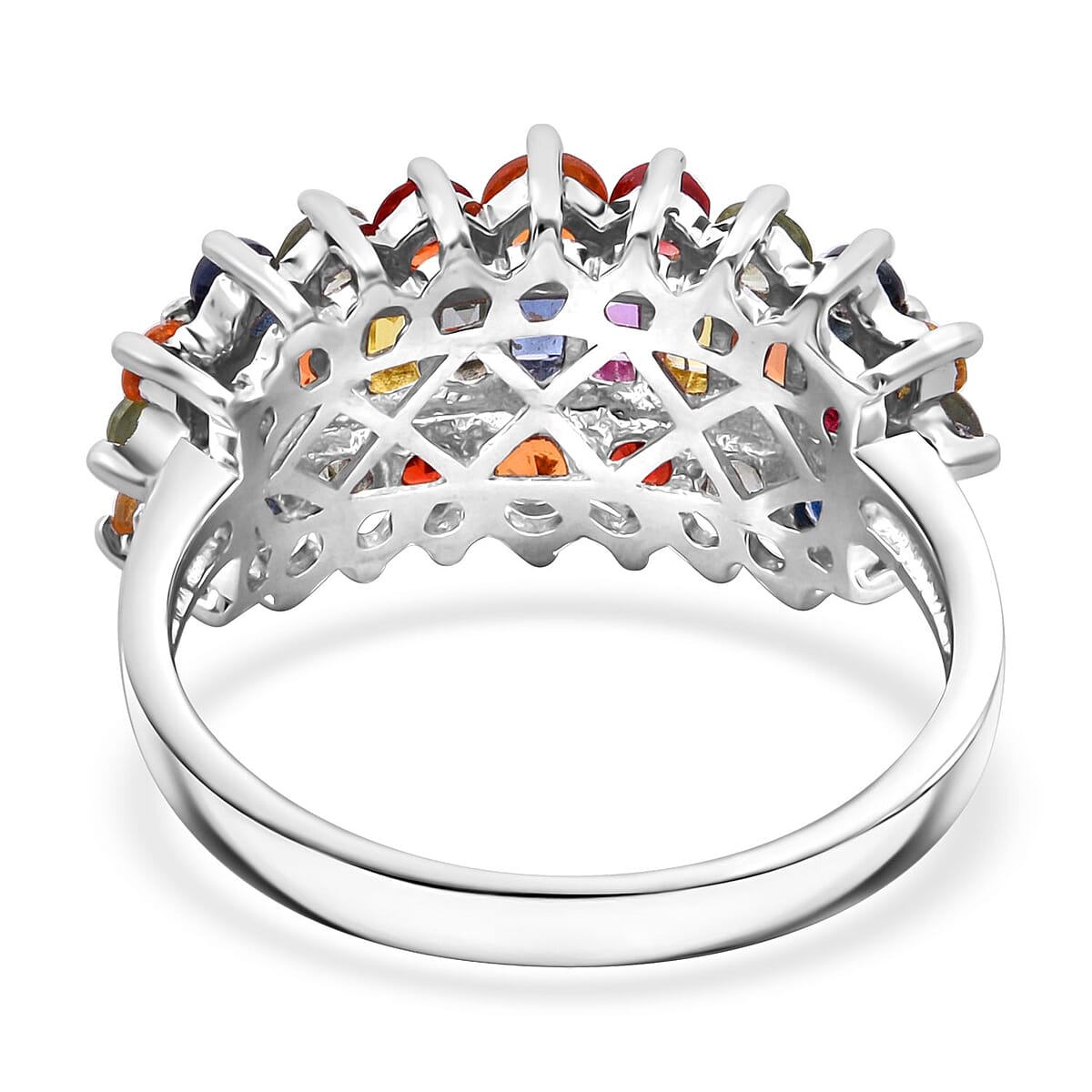 Madagascar Multi Sapphire 2.50 ctw Sunfire Bliss Ring in Rhodium Over Sterling Silver (Size 6.0) image number 4