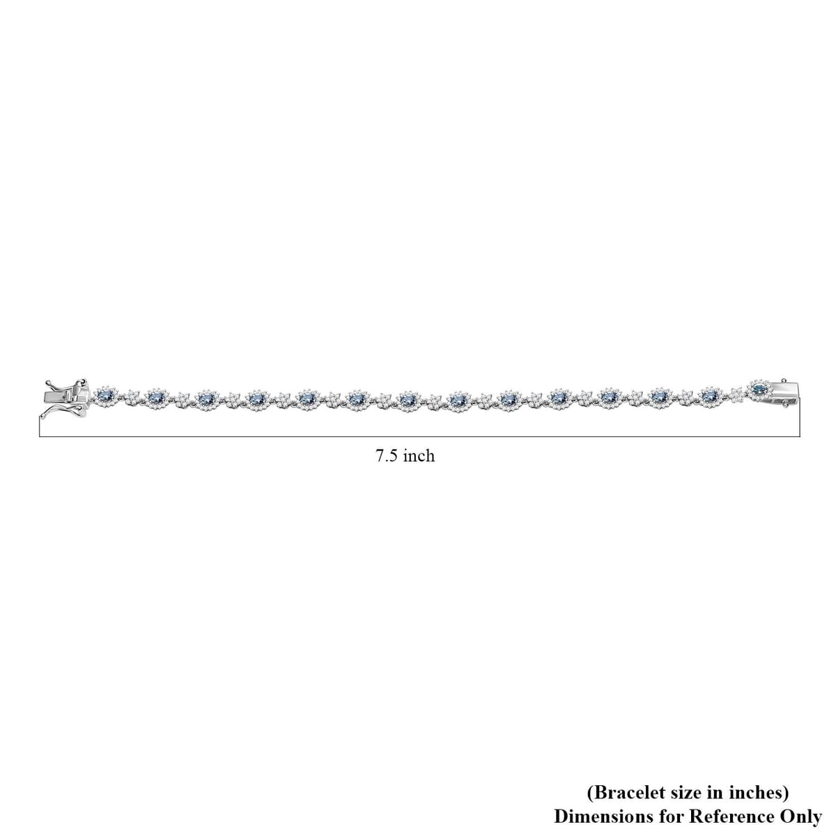 Santa Maria Aquamarine, Moissanite Bracelet in Rhodium Over Sterling Silver (7.25 In) 4.00 ctw image number 4