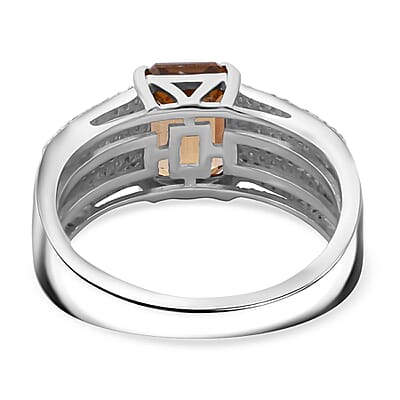 D'Joy Premium Tanzania Yellow Zircon and Multi Gemstone 4.90 ctw Prism Elegance Ring in Rhodium Over Sterling Silver (Size 8.0)