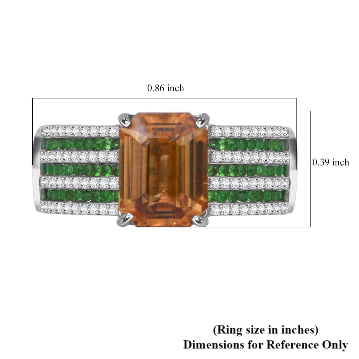 Premium Tanzania Yellow Zircon and Multi Gemstone 4.90 ctw Prism Elegance Ring in Rhodium Over Sterling Silver (Size 9.0) image number 5