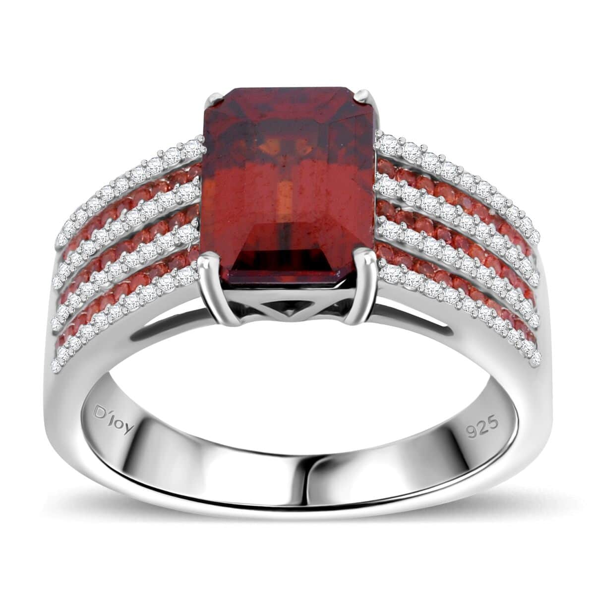 Premium Sunset Zircon and Multi Gemstone 5.15 ctw Prism Elegance Ring in Rhodium Over Sterling Silver (Size 10.0) image number 0