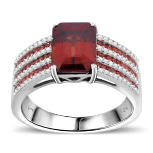 Premium Sunset Zircon and Multi Gemstone 5.15 ctw Prism Elegance Ring in Rhodium Over Sterling Silver (Size 10.0)