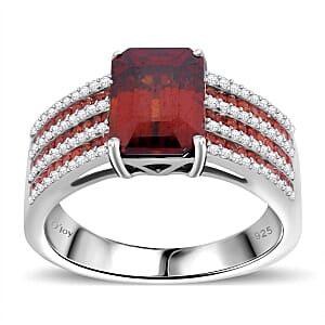 Premium Sunset Zircon and Multi Gemstone 5.15 ctw Prism Elegance Ring in Rhodium Over Sterling Silver (Size 9.0)