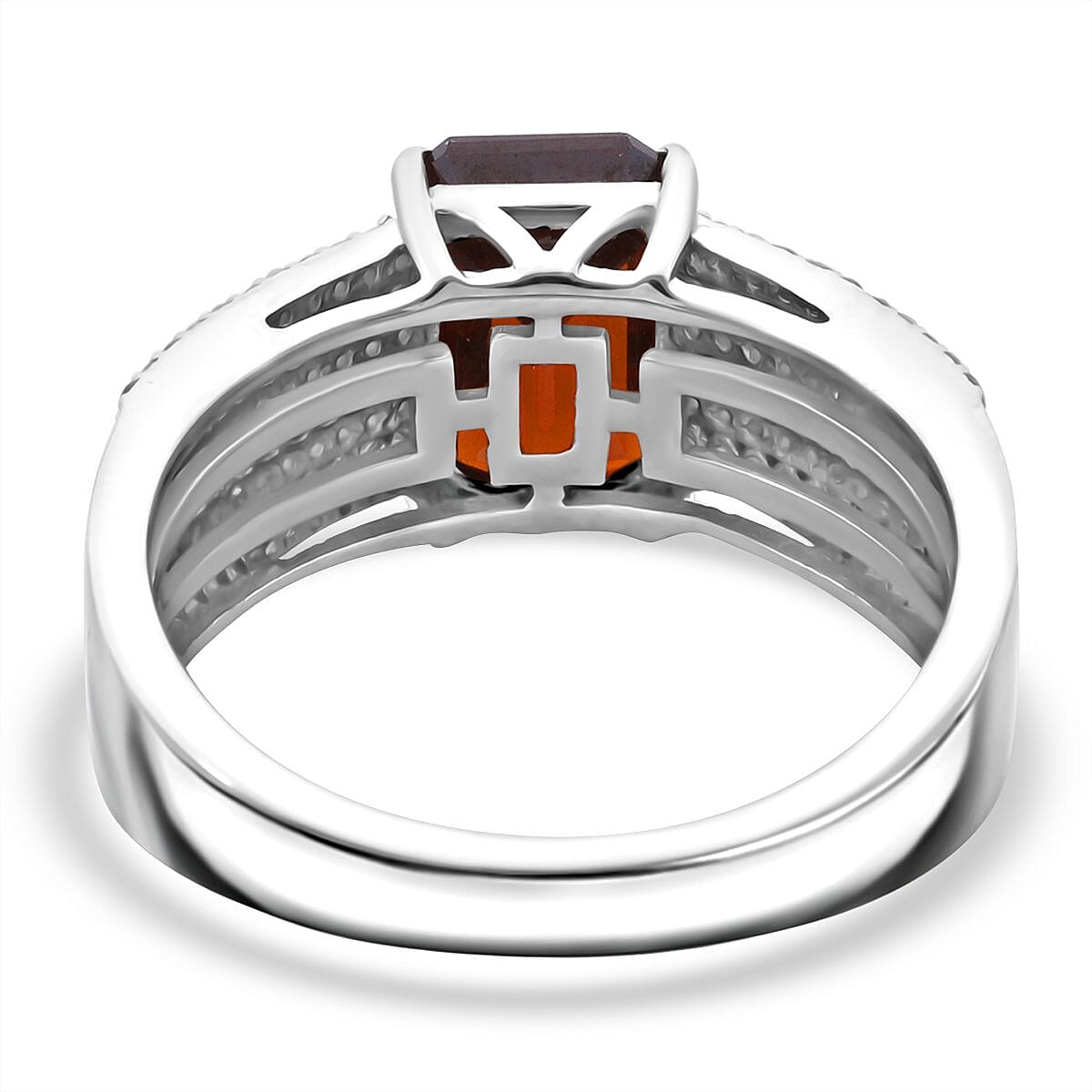 Premium Sunset Zircon and Multi Gemstone 5.15 ctw Prism Elegance Ring in Rhodium Over Sterling Silver (Size 9.0) image number 4