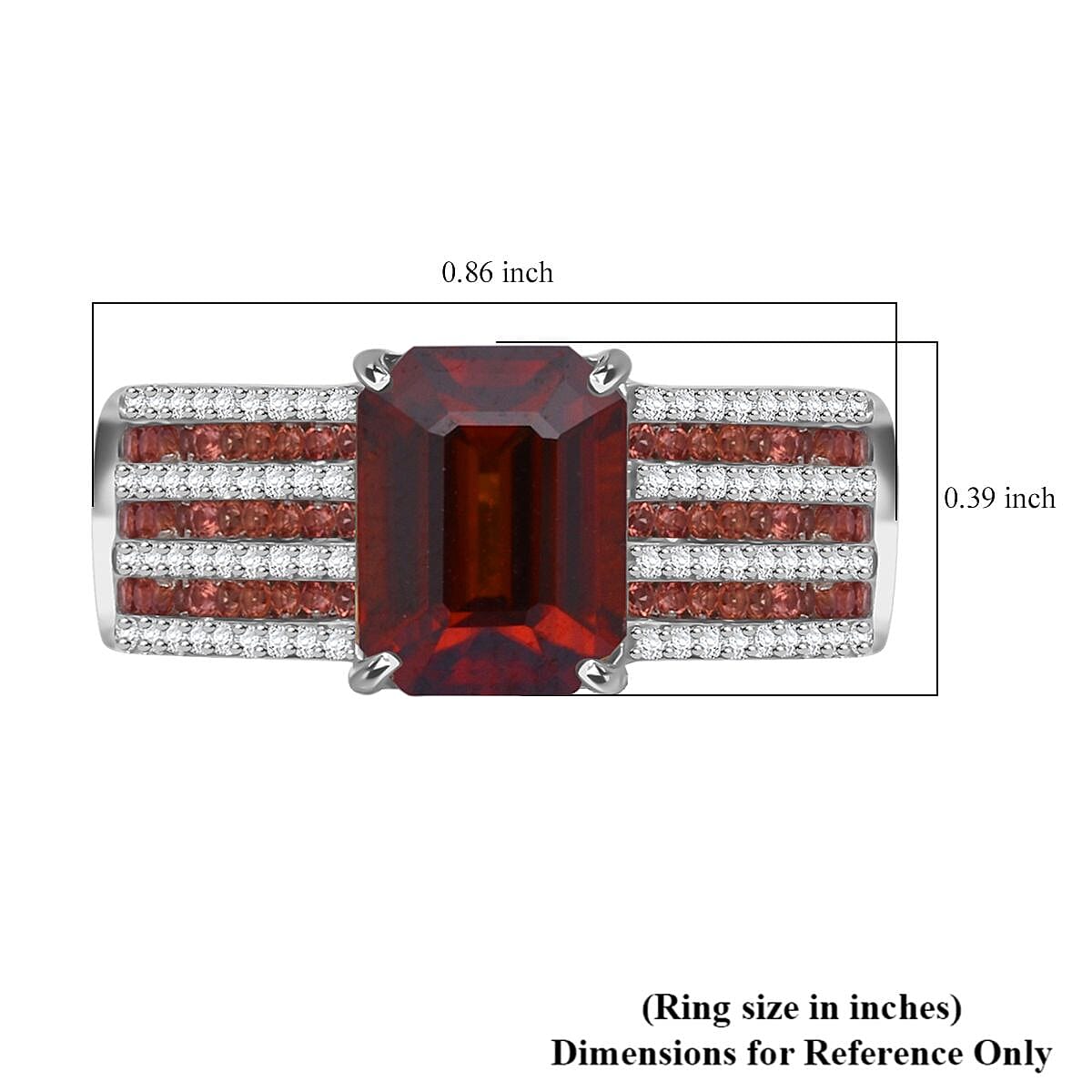 Premium Sunset Zircon and Multi Gemstone 5.15 ctw Prism Elegance Ring in Rhodium Over Sterling Silver (Size 9.0) image number 5
