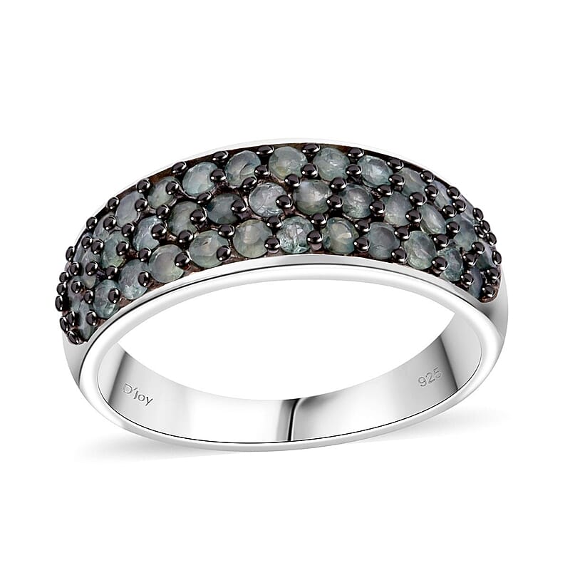 Narsipatnam Alexandrite 1.35 ctw Eclipse Band Ring in Rhodium Over Sterling Silver (Size 10.0)