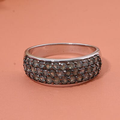Narsipatnam Alexandrite 1.35 ctw Eclipse Band Ring in Rhodium Over Sterling Silver (Size 10.0)