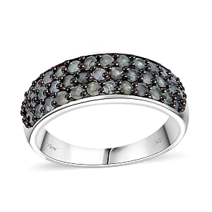 Narsipatnam Alexandrite 1.35 ctw Eclipse Band Ring in Rhodium Over Sterling Silver (Size 9.0)