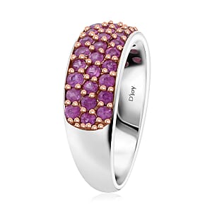 Madagascar Pink Sapphire 1.50 ctw Eclipse Band Ring in Rhodium Over Sterling Silver (Size 5.0)