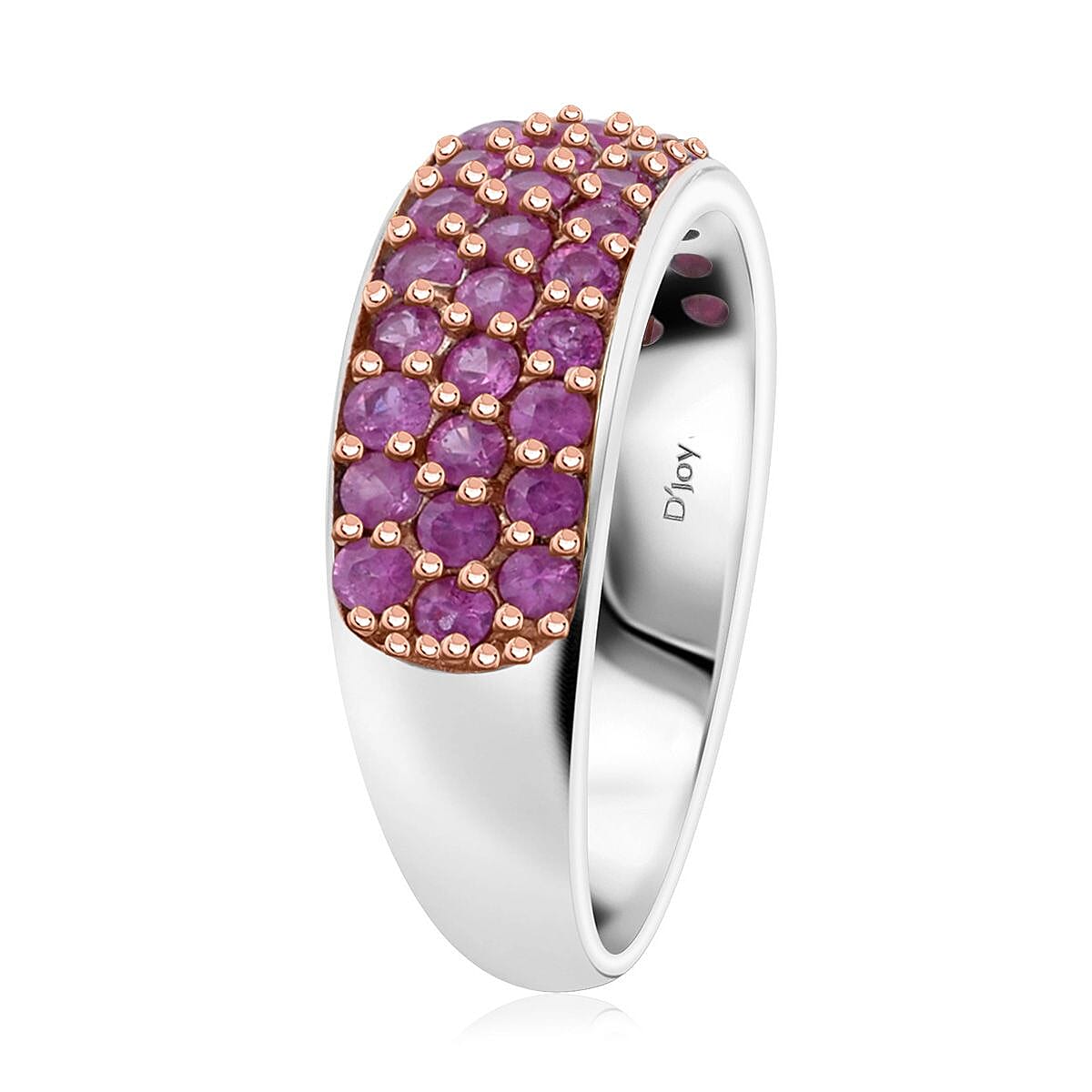 Madagascar Pink Sapphire 1.50 ctw Eclipse Band Ring in Rhodium Over Sterling Silver (Size 8.0) image number 3