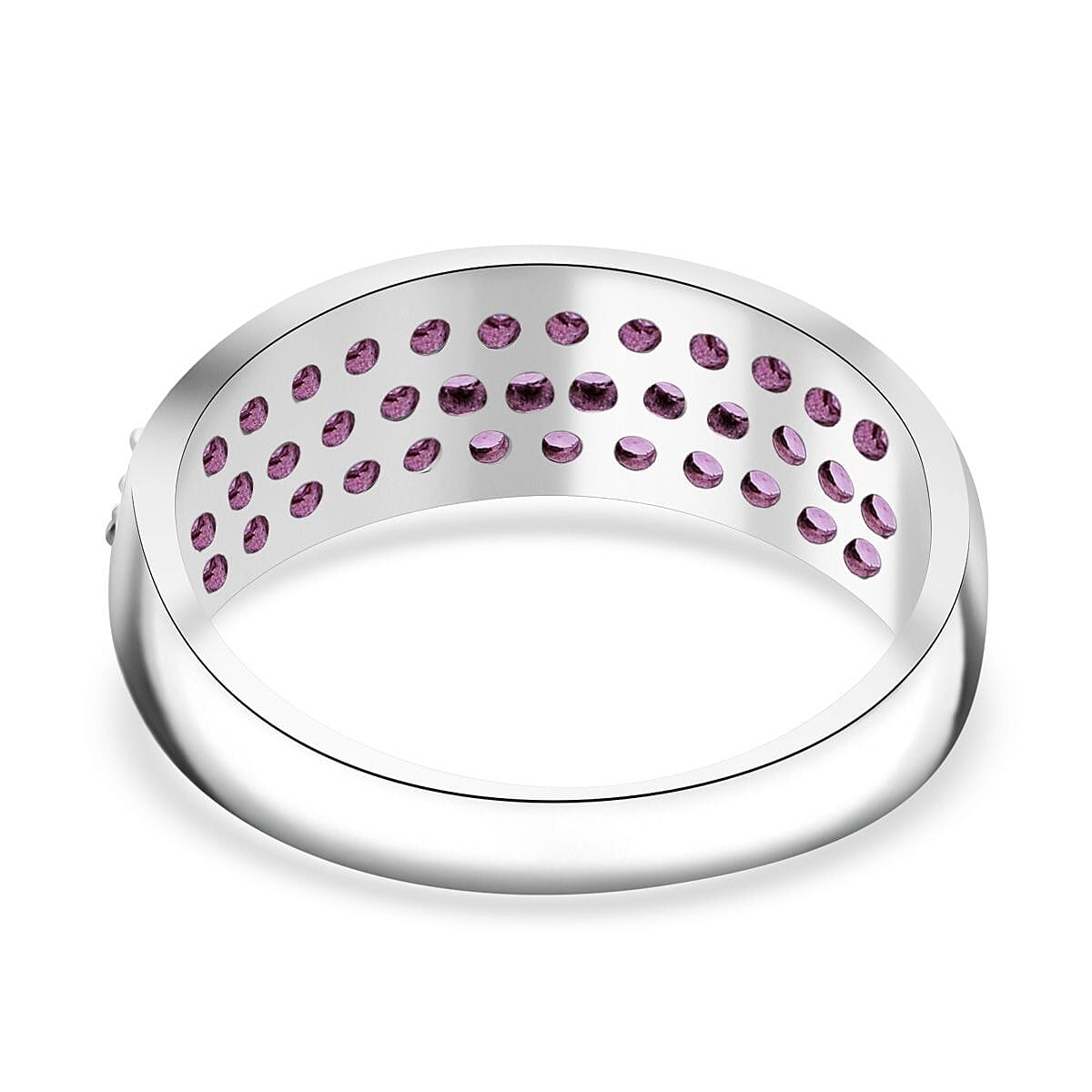 Madagascar Pink Sapphire 1.50 ctw Eclipse Band Ring in Rhodium Over Sterling Silver (Size 8.0) image number 4