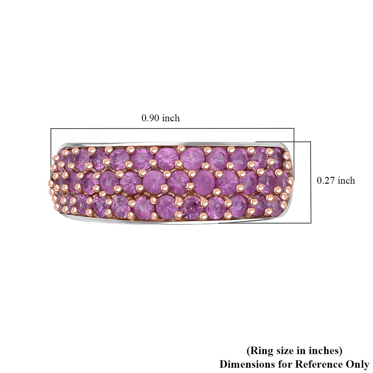 Madagascar Pink Sapphire 1.50 ctw Eclipse Band Ring in Rhodium Over Sterling Silver (Size 8.0) image number 5