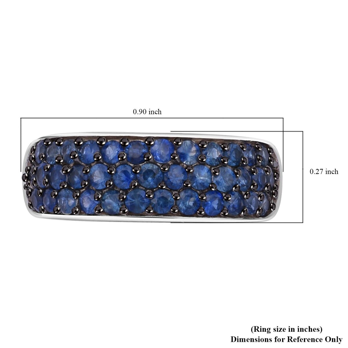 Kanchanaburi Blue Sapphire 1.50 ctw Eclipse Band Ring in Rhodium Over Sterling Silver (Size 7.0) image number 5