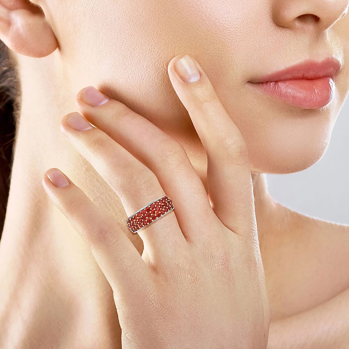 Red Sapphire 1.50 ctw Ring in Rhodium Over Sterling Silver (Size 5.0) image number 2