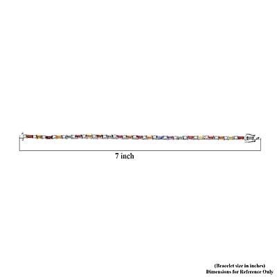Multi Sapphire and Moissanite 4.10 ctw Symphony Bracelet in Rhodium Over Sterling Silver (6.50 In)