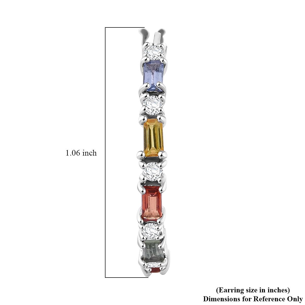 Multi Sapphire and Moissanite 1.70 ctw Symphony Earrings in Rhodium Over Sterling Silver