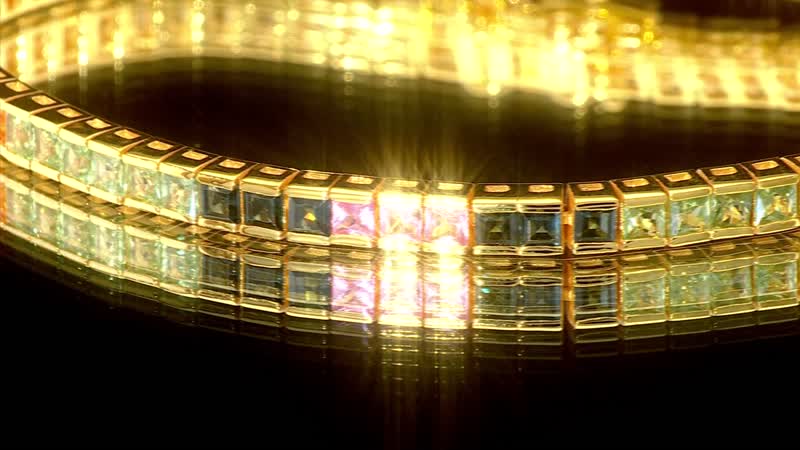 Doorbuster Rainbow Sapphire 8.40 ctw Symphony Bracelet in Vermeil Yellow Gold OVer Sterling Sil (8.00 In)