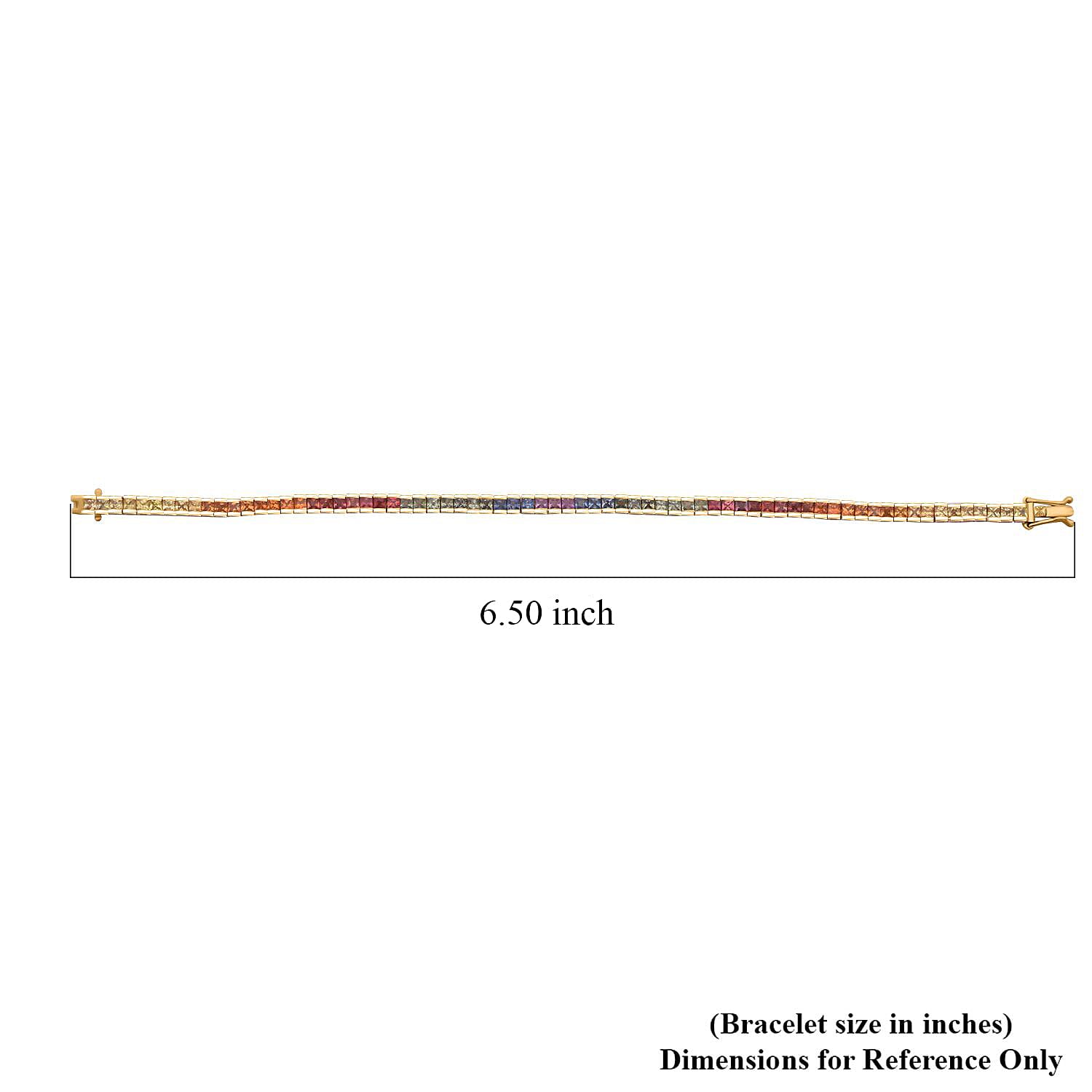 Rainbow Sapphire 8.80 ctw Symphony Bracelet in Vermeil Yellow Gold Over Sterling Silver (6.50 In)