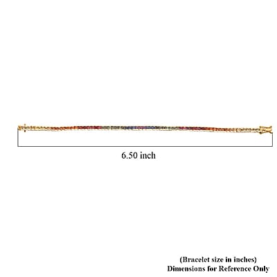 Rainbow Sapphire 8.80 ctw Symphony Bracelet in Vermeil Yellow Gold Over Sterling Silver (6.50 In)