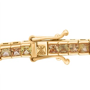Rainbow Sapphire 9.60 ctw Symphony Bracelet in Vermeil Yellow Gold Over Sterling Silver (7.25 In)