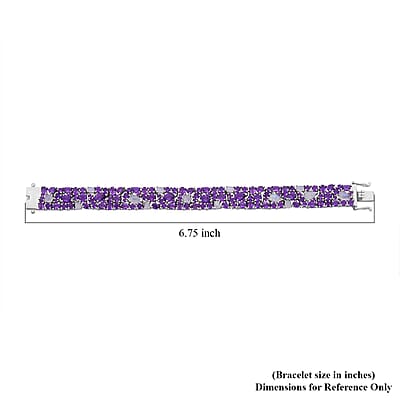 African Amethyst and Moon Glow Moonstone 25.80 ctw Celestial Bloom Bracelet in Rhodium Over Sterling Silver (6.50 In)