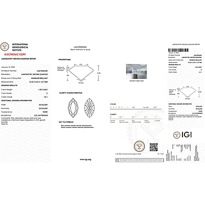 IGI Certified Luxuriant Lab Grown Diamond (Marquise) (G, VS2) 1.00 ctw