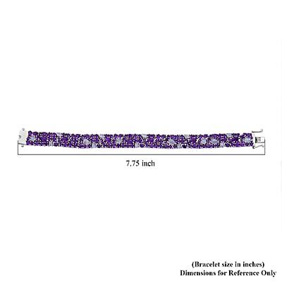 African Amethyst and Moon Glow Moonstone 28.25 ctw Celestial Bloom Bracelet in Rhodium Over Sterling Silver (7.25 In)