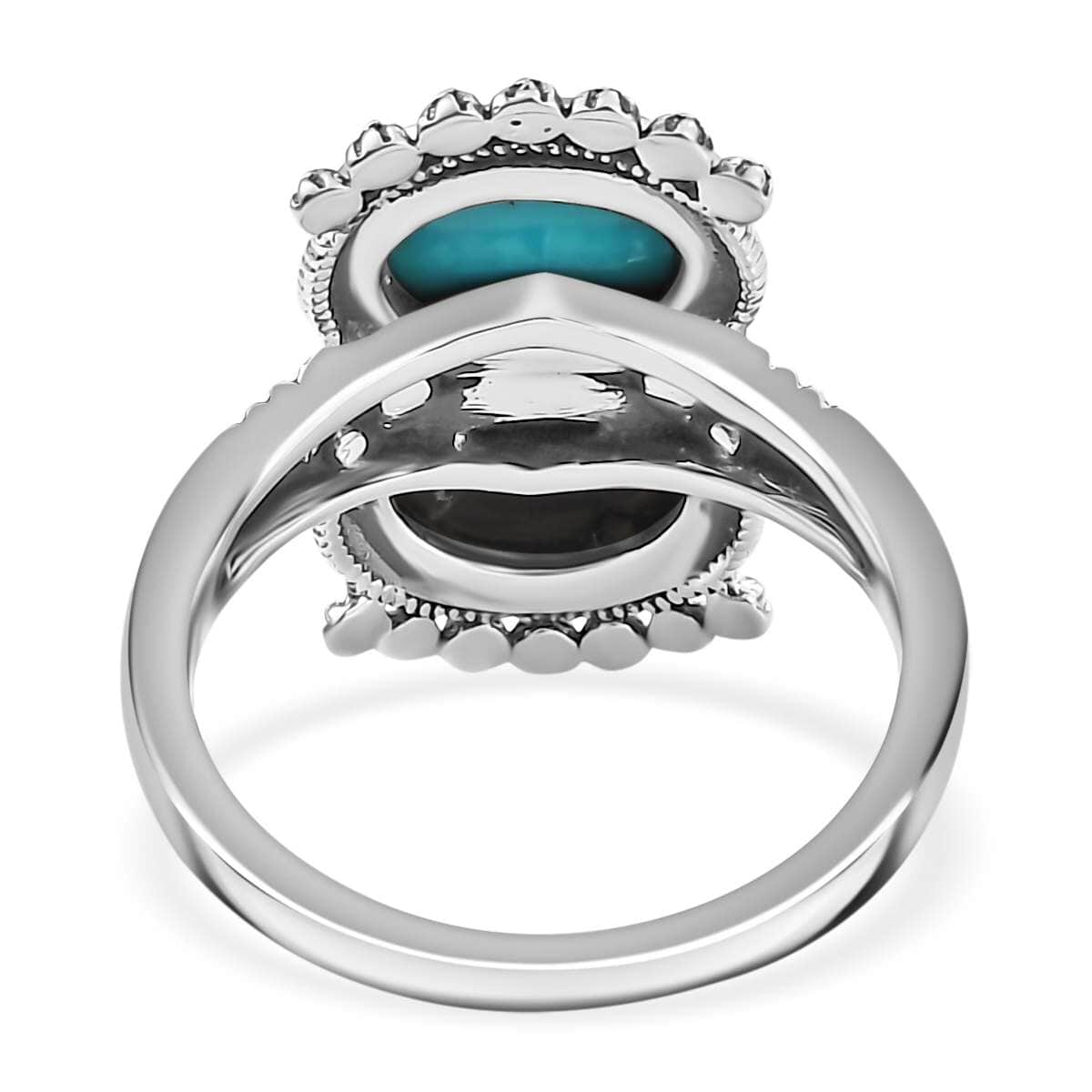 Artisan Crafted Sleeping Beauty Turquoise and White Buffalo 3.90 ctw Ring in Sterling Silver (Size 10.0) image number 4