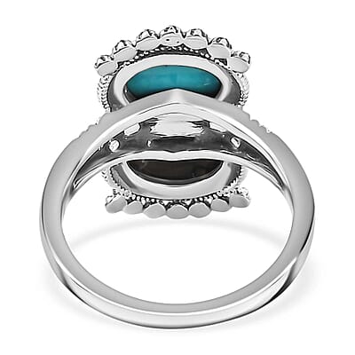 D'Joy Artisan Crafted Sleeping Beauty Turquoise and White Buffalo 3.90 ctw Ring in Sterling Silver (Size 10.0)