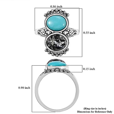 D'Joy Artisan Crafted Sleeping Beauty Turquoise and White Buffalo 3.90 ctw Ring in Sterling Silver (Size 10.0)