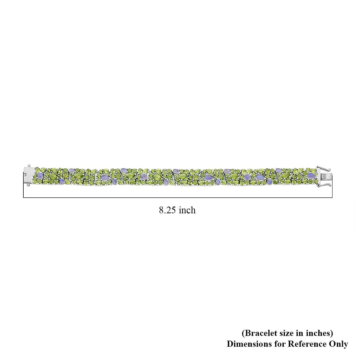 Peridot and Moon Glow Moonstone 30.70 ctw Celestial Bloom Bracelet in Rhodium Over Sterling Sil (8.00 In) image number 4