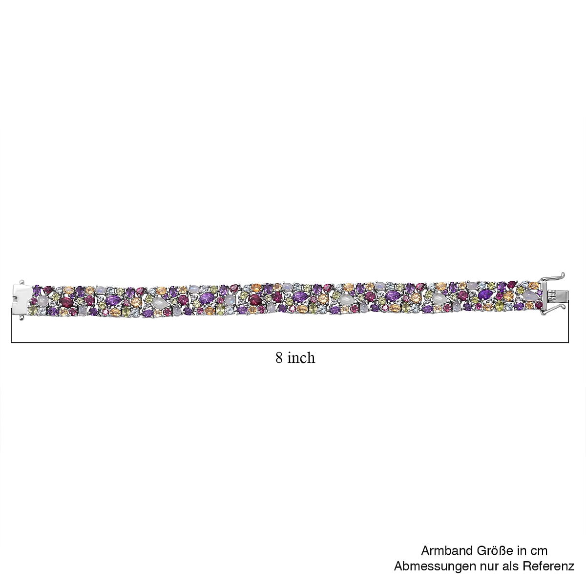 Multi Gemstones 30.70 ctw Celestial Bloom Bracelet in Rhodium Over Sterling Si (8.00 In) image number 3