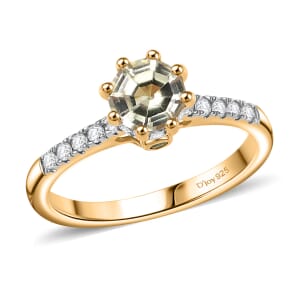 AAA Turkizite and Multi Gemstone 1.15 ctw Royal Crown Ring in 18K Vermeil Yellow Gold Over Sterling Silver (Size 10.0)