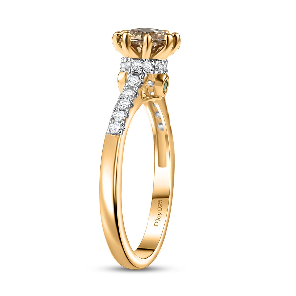 AAA Turkizite and Multi Gemstone 1.15 ctw Royal Crown Ring in 18K Vermeil Yellow Gold Over Sterling Silver (Size 6.0) image number 3