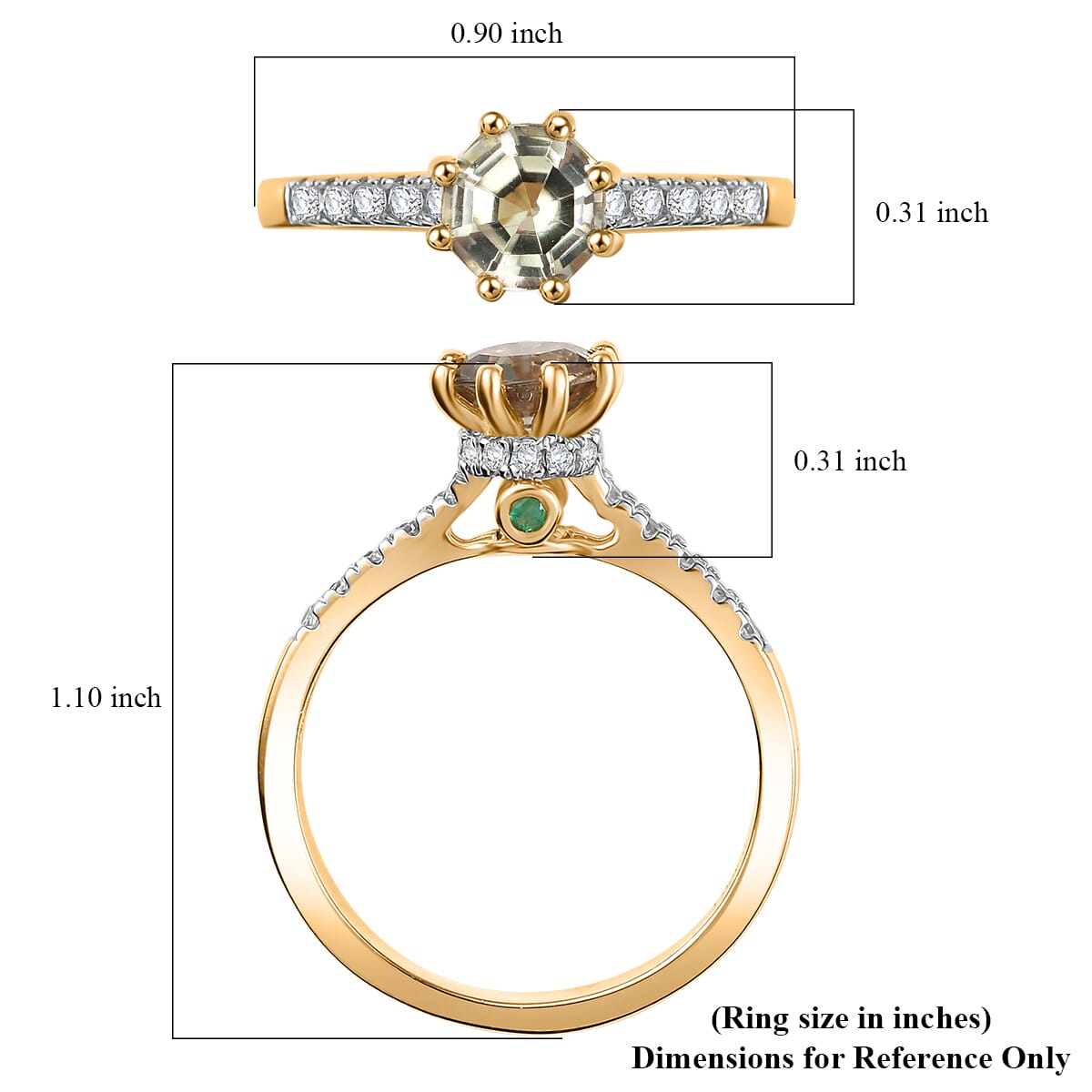 AAA Turkizite and Multi Gemstone 1.15 ctw Royal Crown Ring in 18K Vermeil Yellow Gold Over Sterling Silver (Size 6.0) image number 5