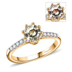 AAA Turkizite and Multi Gemstone 1.15 ctw Royal Crown Ring in 18K Vermeil Yellow Gold Over Sterling Silver (Size 7.0)