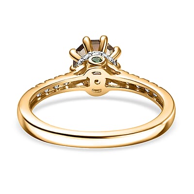 D'Joy AAA Turkizite and Multi Gemstone 1.15 ctw Royal Crown Ring in 18K Vermeil Yellow Gold Over Sterling Silver (Size 7.0)