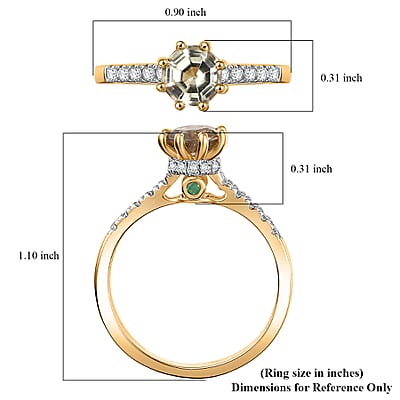 D'Joy AAA Turkizite and Multi Gemstone 1.15 ctw Royal Crown Ring in 18K Vermeil Yellow Gold Over Sterling Silver (Size 7.0)