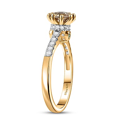 D'Joy AAA Turkizite and Multi Gemstone 1.15 ctw Royal Crown Ring in 18K Vermeil Yellow Gold Over Sterling Silver (Size 8.0)