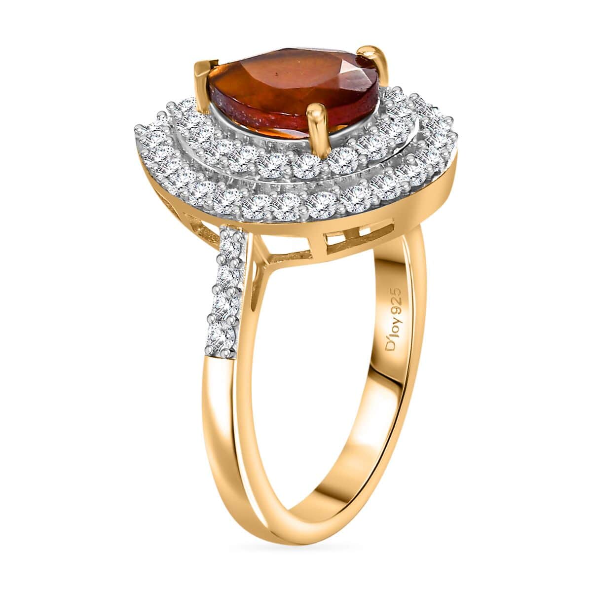 Ceylon Hessonite Garnet and Moissanite 2.90 ctw Ring in 18K Vermeil Yellow Gold Over Sterling Silver (Size 10.0) image number 3